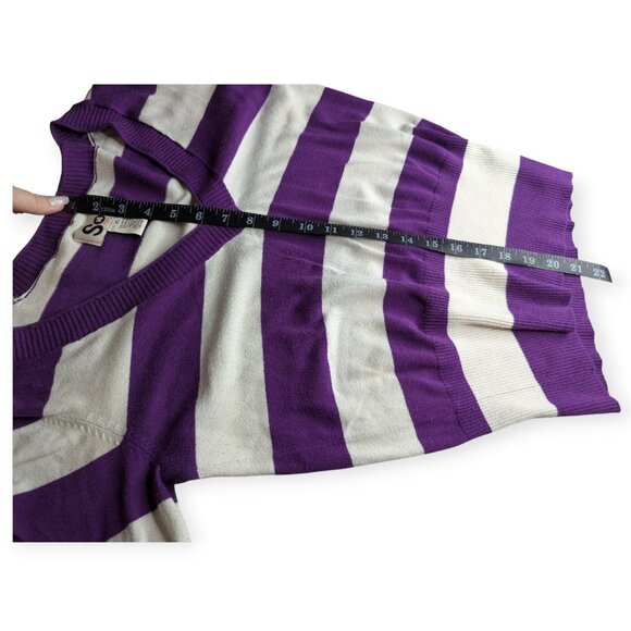 SO Vibrant Purple & White Striped V-Neck Long Sleeve Sweater Juniors Size XL - Picture 10 of 12